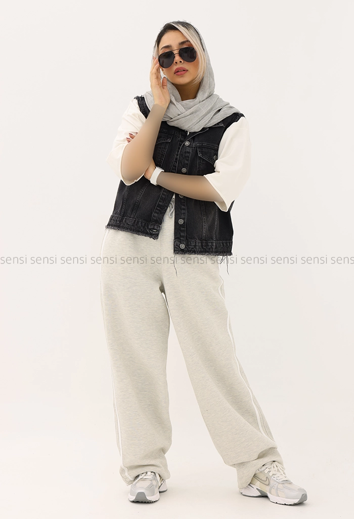 شلوار بگ بغل نواری کد1004279